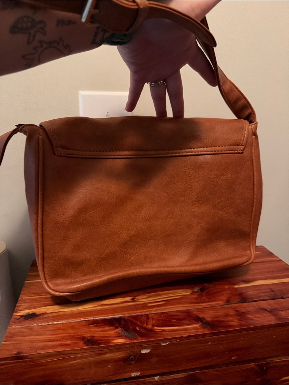 Brown Patchwork Crossbody Bag with Colorful Patch Accents - Picture 5 of 5